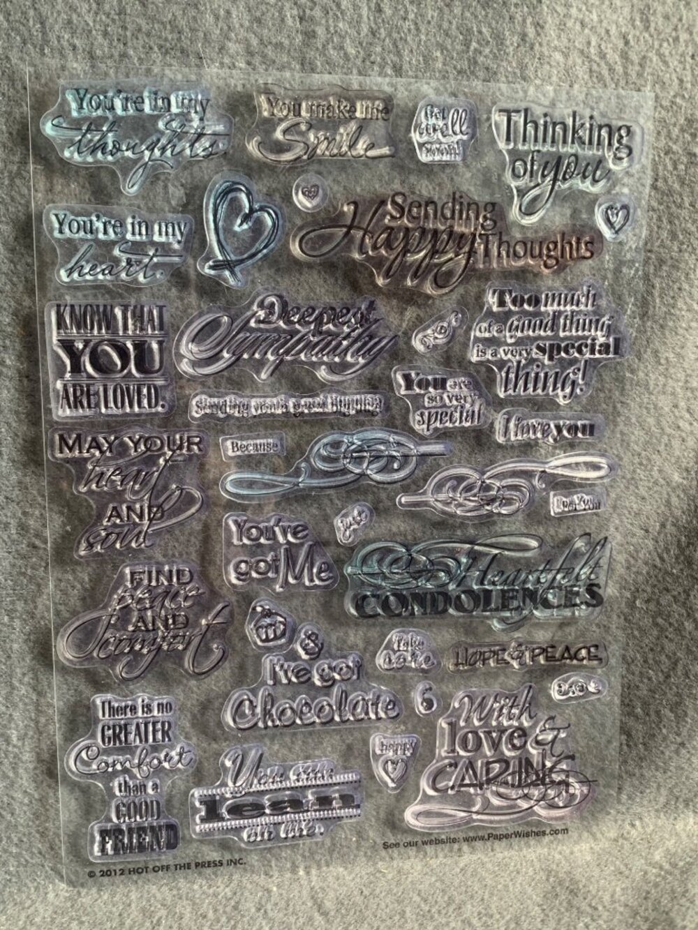 Hot off the Press Clear ClingStamp Sheet Sentiments Phrases